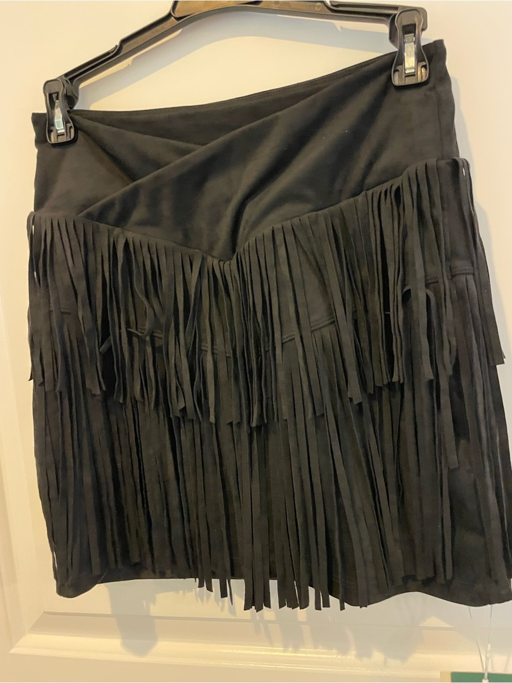 HALARA Black Layered Fringe Mini Skirt